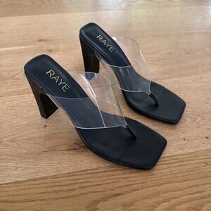 Raye - Ria Slip On Mules Sandals in Clear & Black